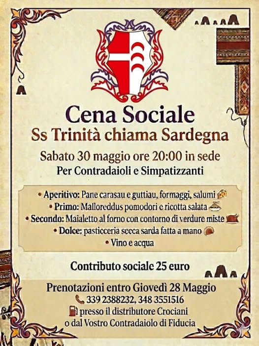 30 05 2026 cena sociale Santissima Trinit